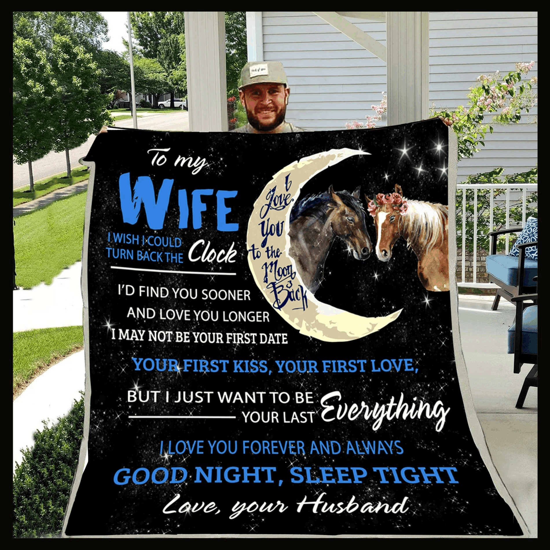 Horse To My Gorgeous Wife I Wish I Could Sherpa Fleece Blanket