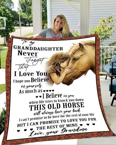 Horse To My Granddaughter Grandma Sherpa Fleece Blanket