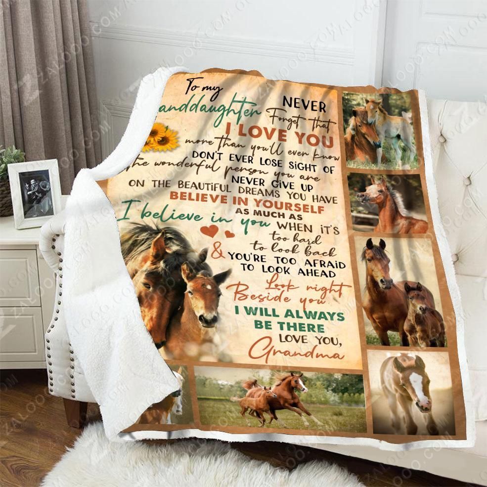 Horse To My Granddaughter I Will Always Be There Grandma Sherpa Fleece Blanket