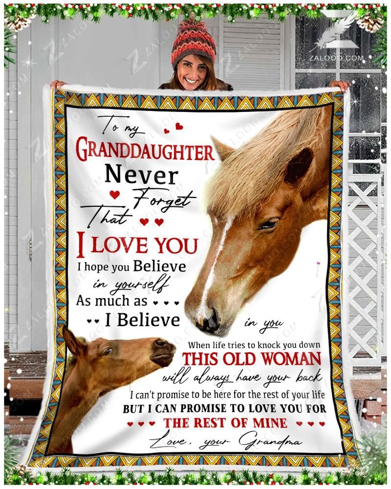 Horse To My Granddaughter Love Grandma Sherpa Fleece Blanket