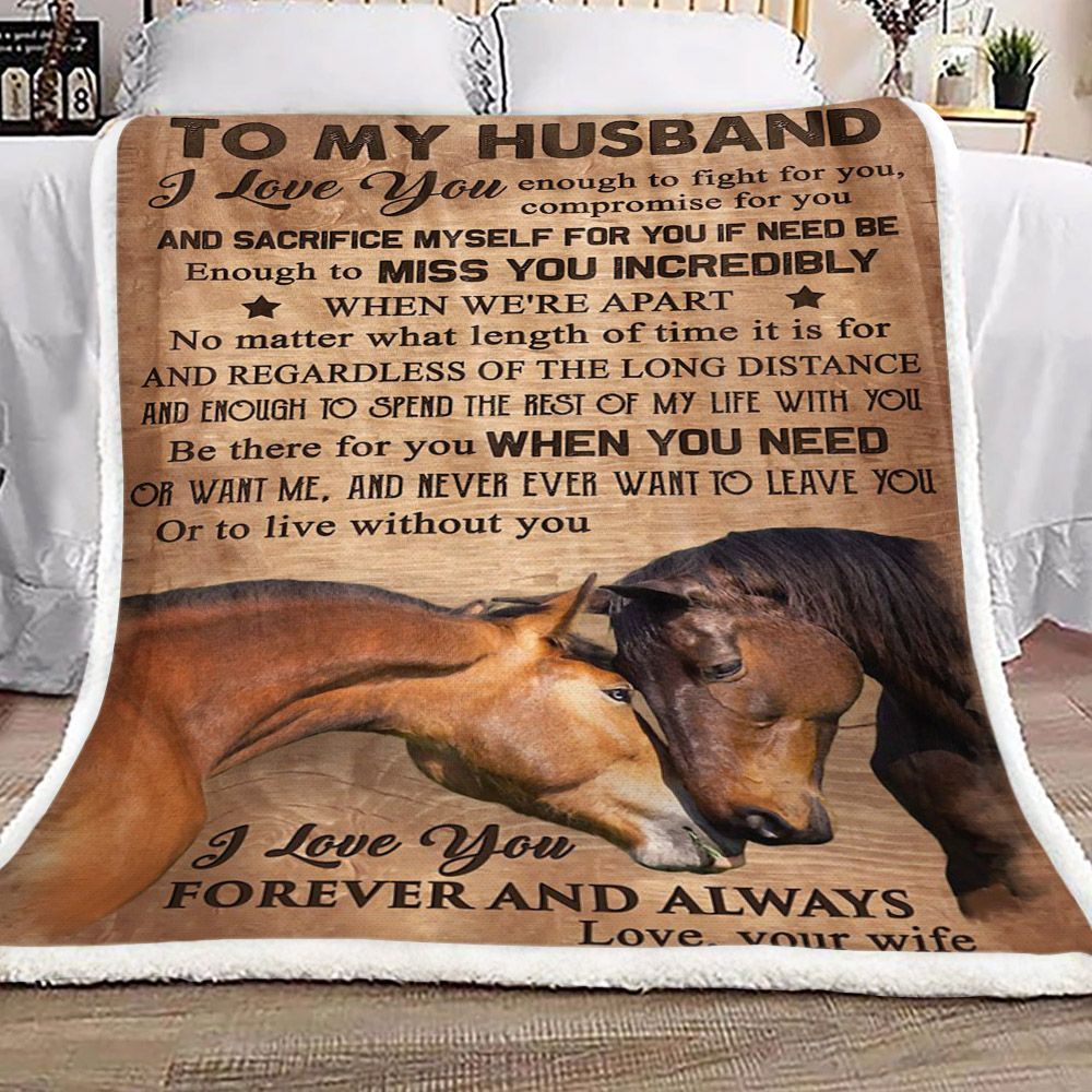 Horse To My Husband Sherpa Fleece Blanket