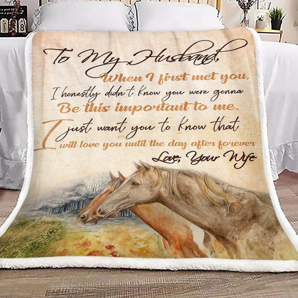Horse To My Husband Sherpa Fleece Blanket