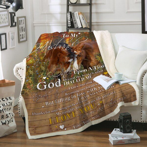 Horse To My Husband Sherpa Fleece Blanket
