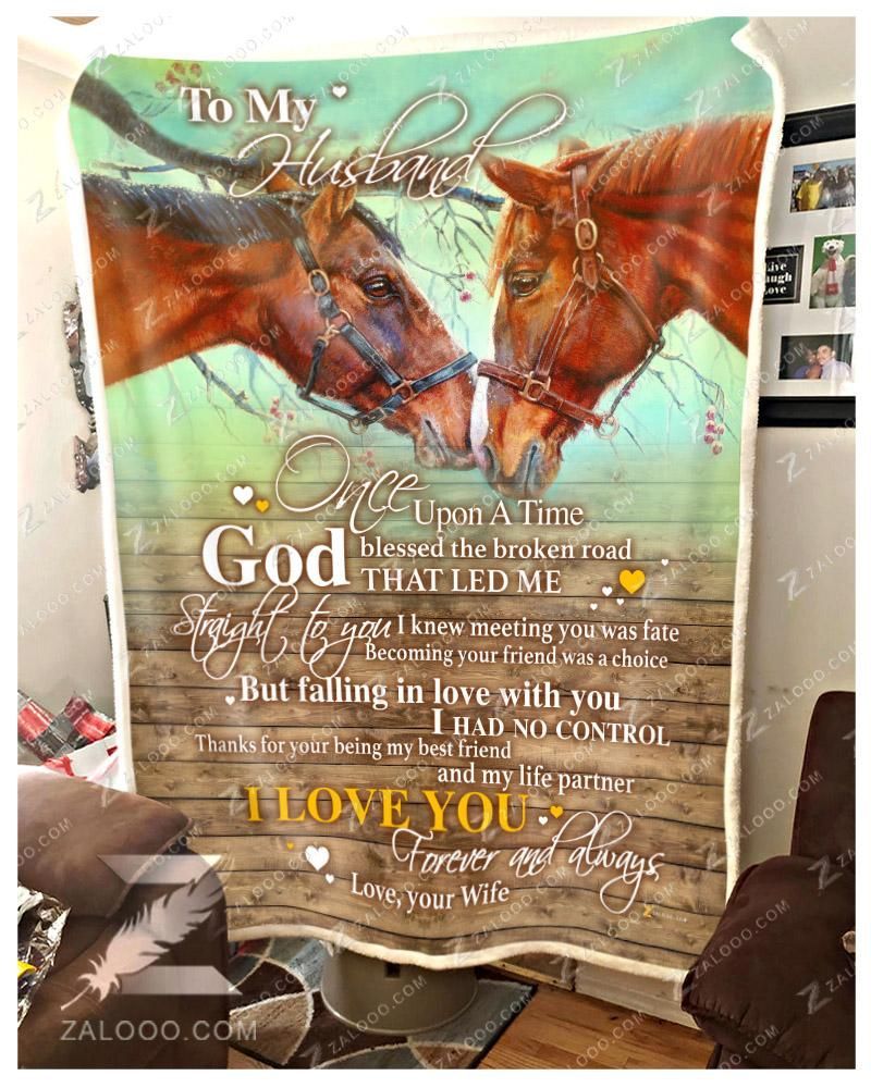 Horse To My Husband God Blessed The Broken Road Sherpa Fleece Blanket