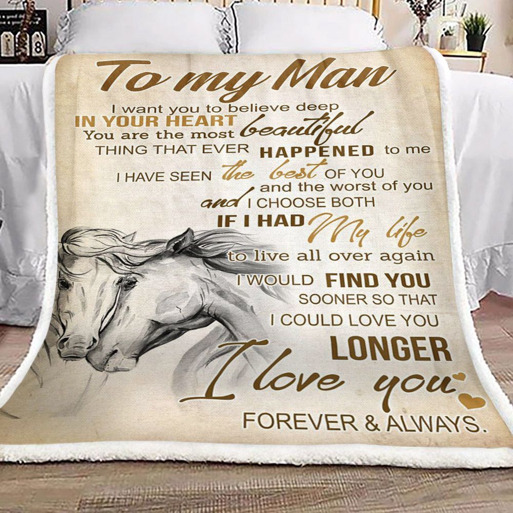 Horse To My Man Sherpa Fleece Blanket