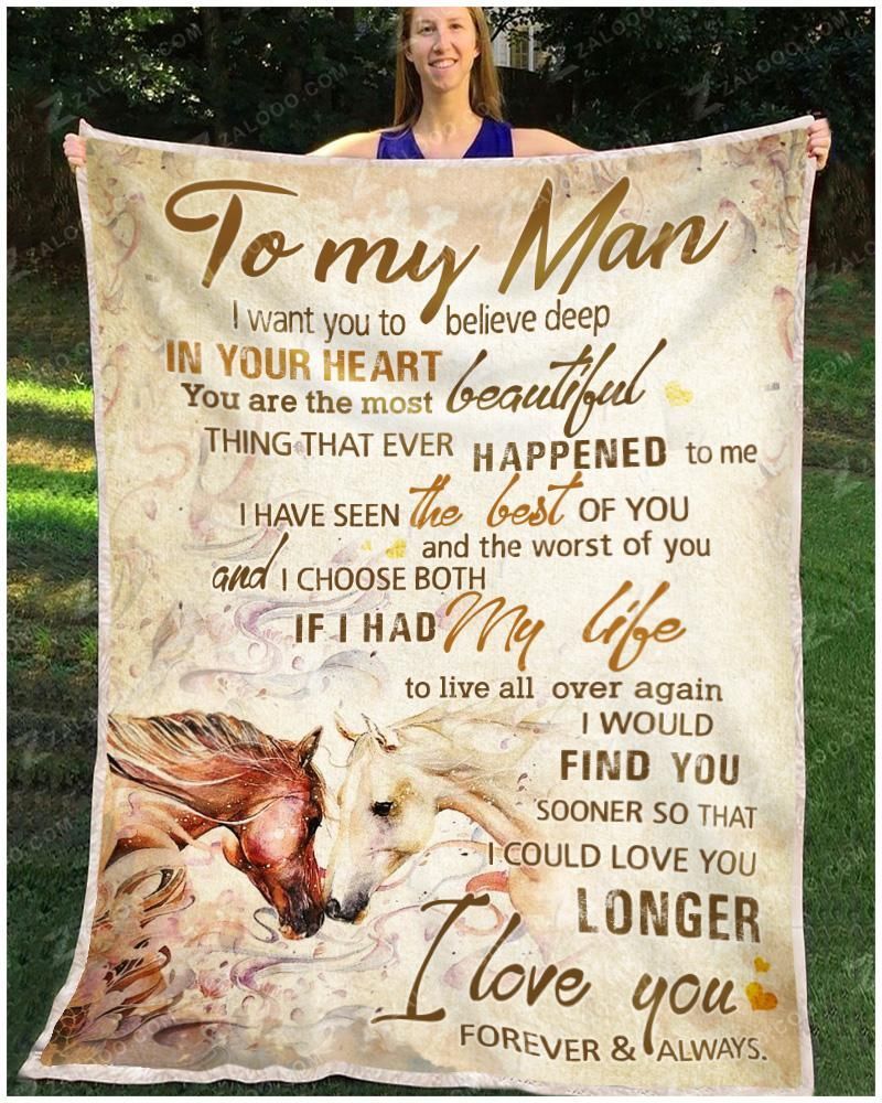 Horse To My Man I Choose Both Sherpa Fleece Blanket