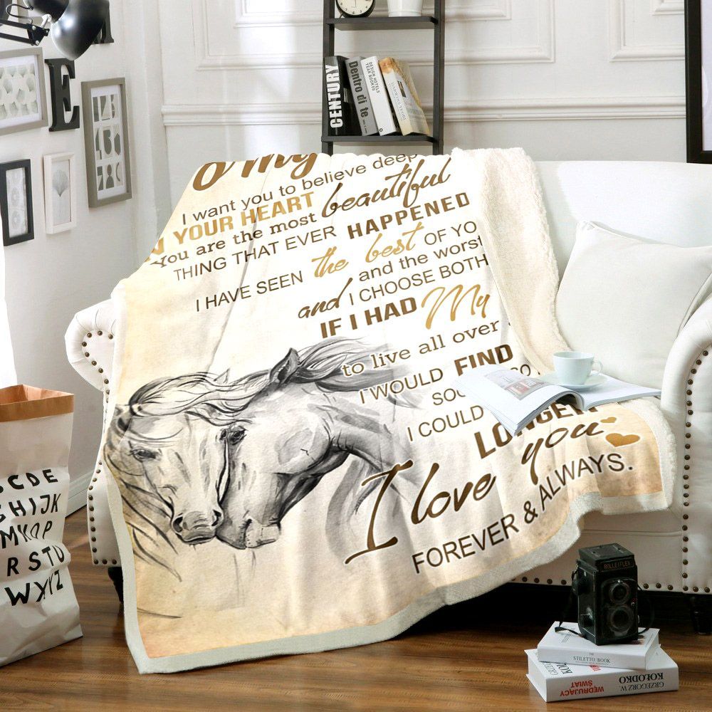 Horse To My Man I Want You To Belive Deep Sherpa Fleece Blanket