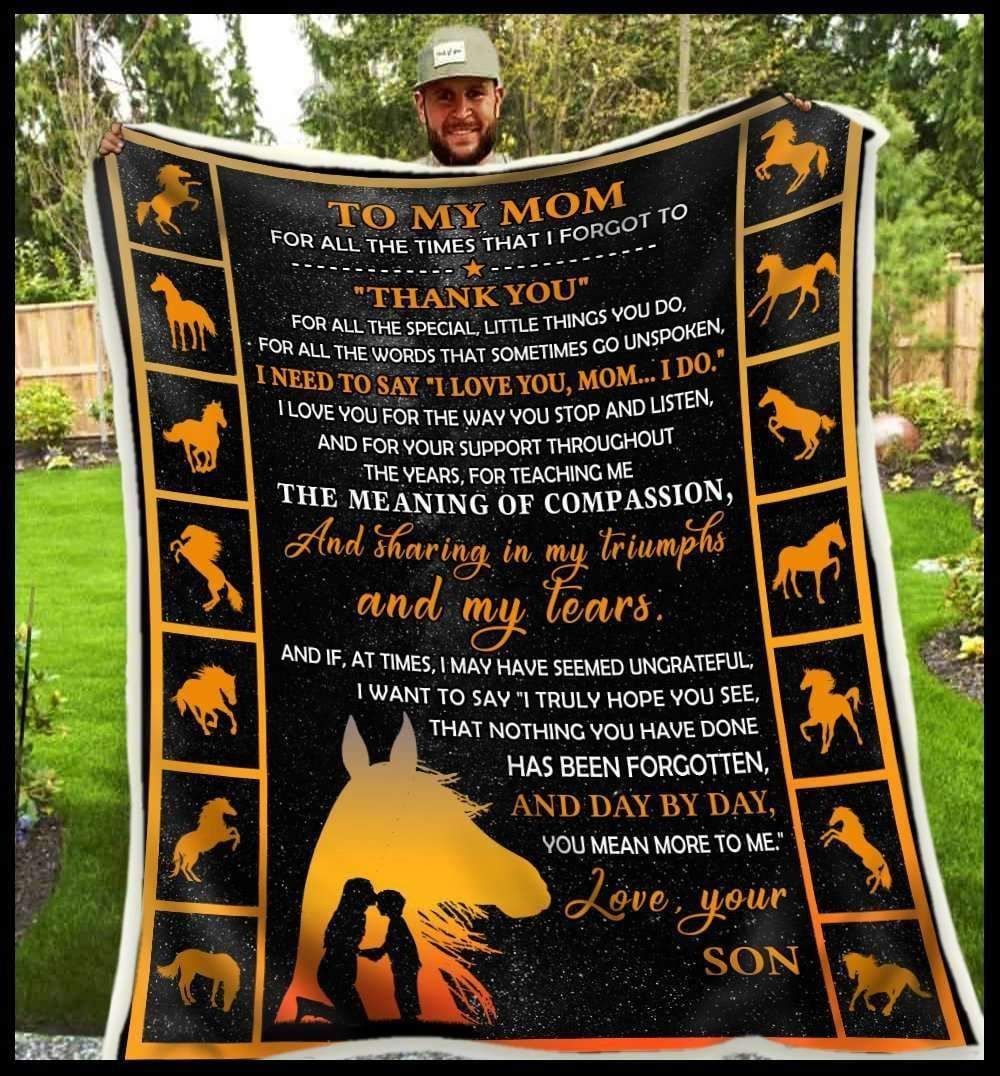 Horse To My Mom Thank You Sherpa Fleece Blanket