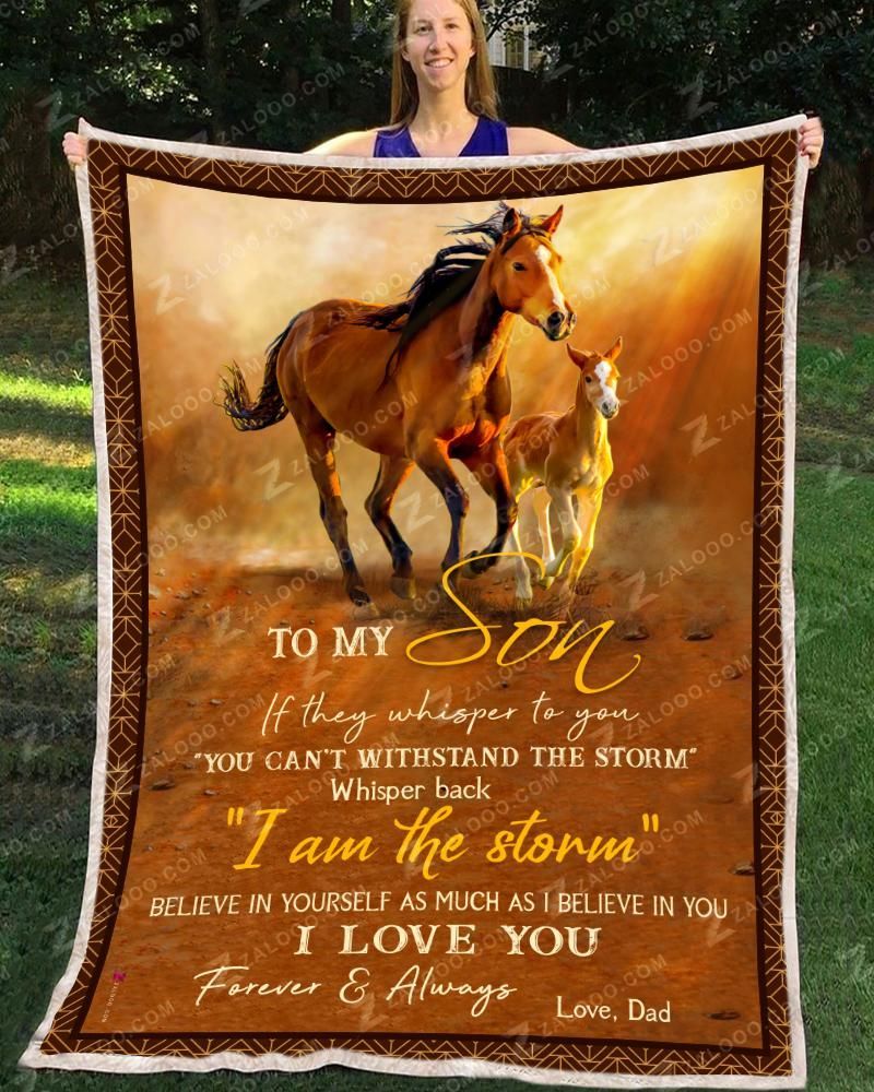 Horse To My Son I Love You Love Dad Sherpa Fleece Blanket