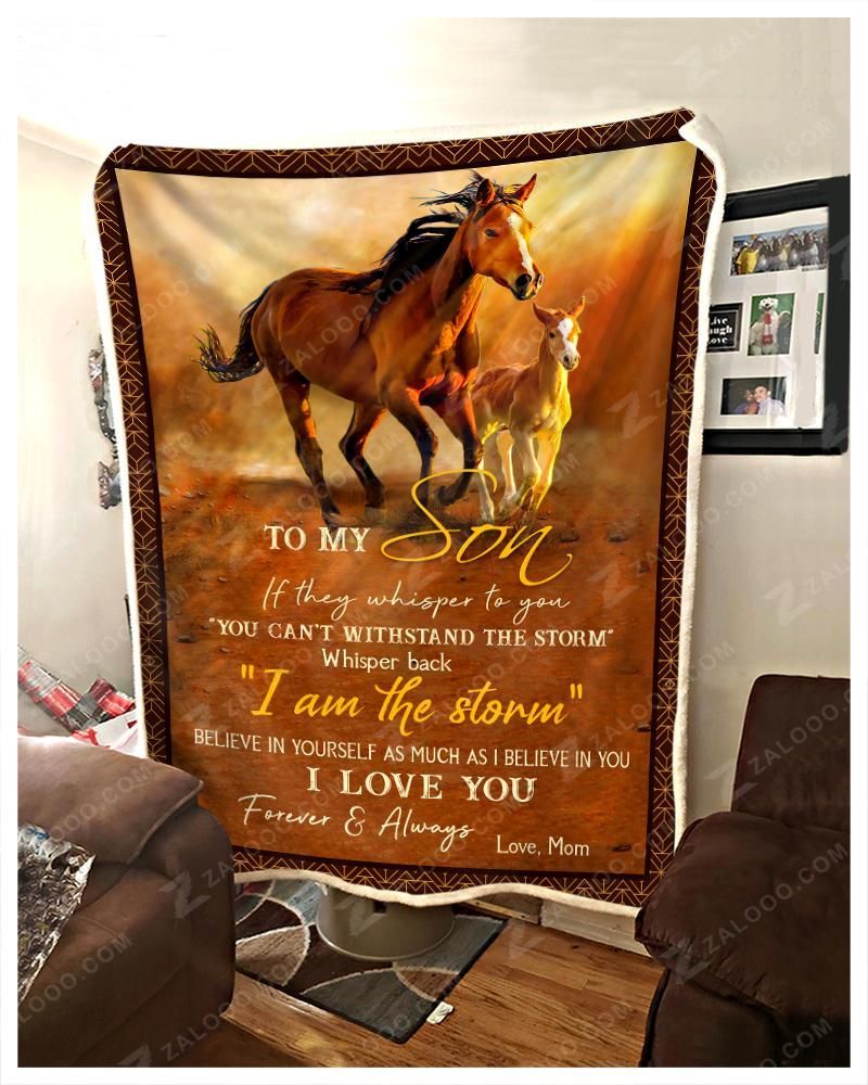 Horse To My Son Love Mom Sherpa Fleece Blanket