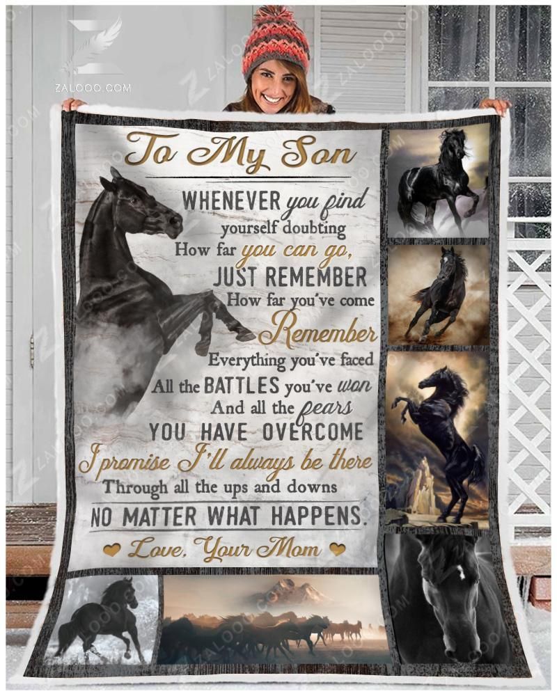 Horse To My Son You Have Overcome Love Mom Sherpa Fleece Blanket