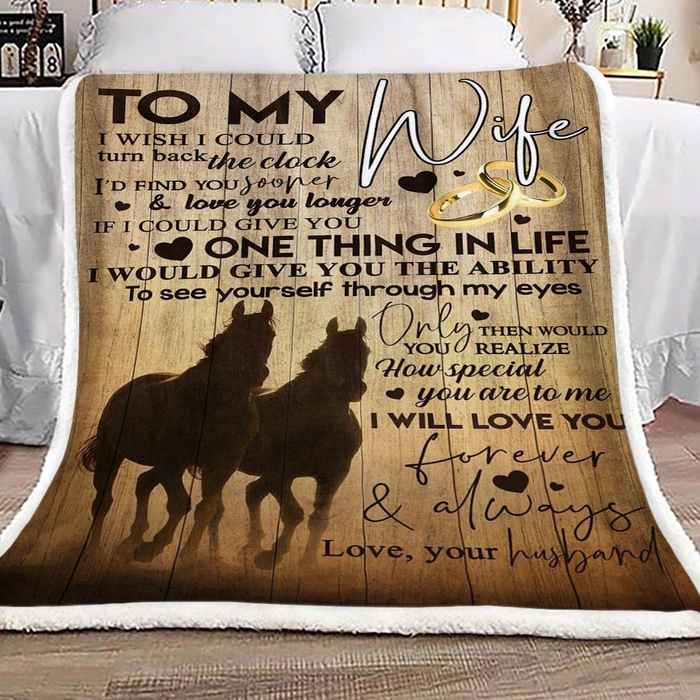 Horse To My Wife Sherpa Fleece Blanket