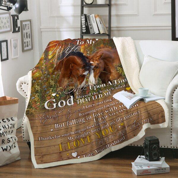 Horse To My Wife Sherpa Fleece Blanket