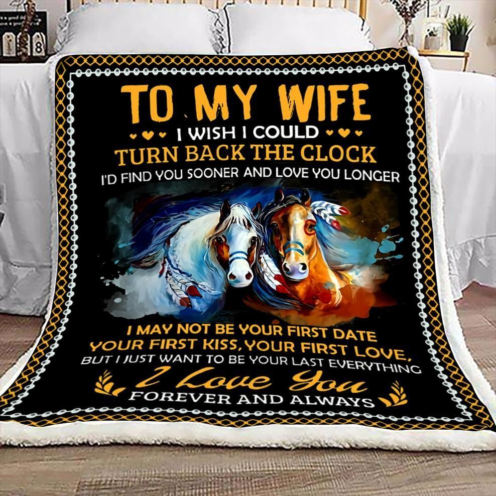 Horse To My Wife Sherpa Fleece Blanket