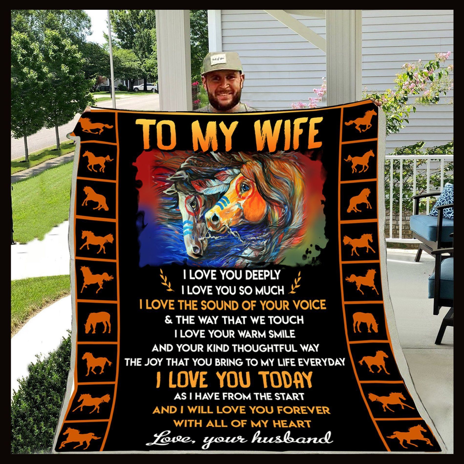 Horse To My Wife Sherpa Fleece Blanket