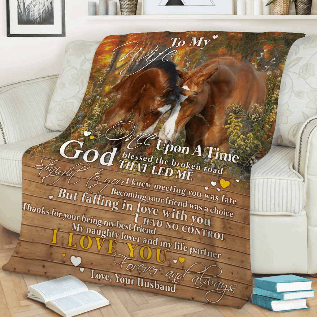 Horse To My Wife Sherpa Fleece Blanket