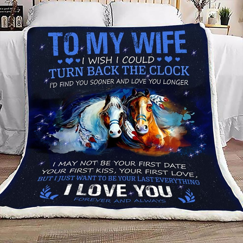 Horse To My Wife I Wish I Could Turn Sherpa Fleece Blanket