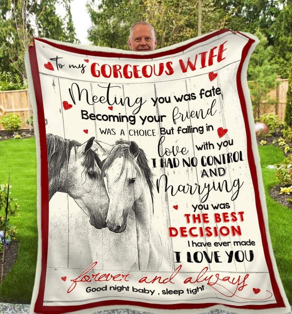 Horse To My Wife Meeting You Was Fate Sherpa Fleece Blanket