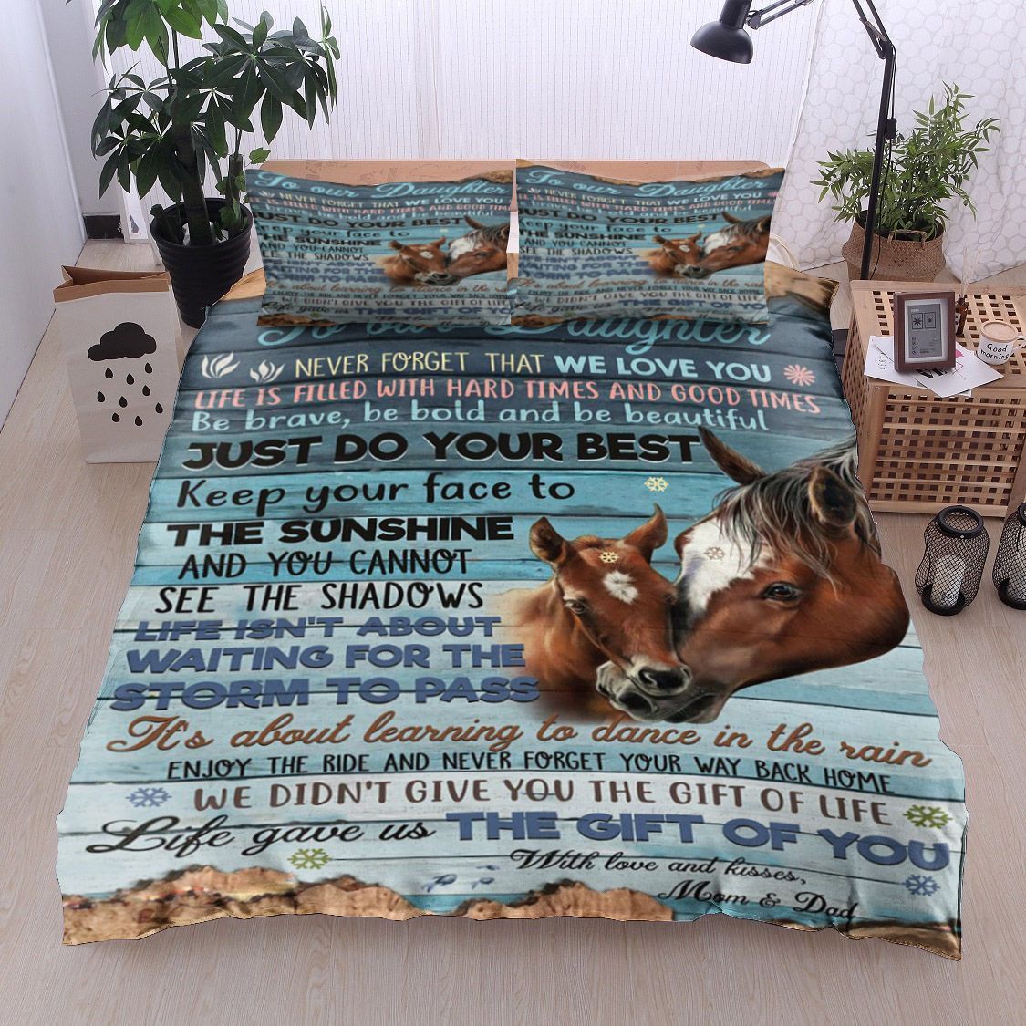 Horse To Our Daughter Kisses Mom Bedding Set