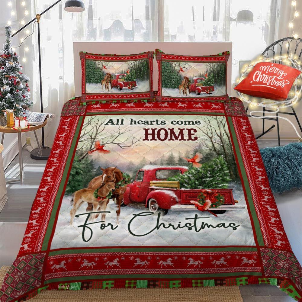 Horse Truck Christmas Bedding Set