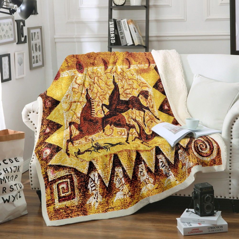 Horse Sherpa Fleece Blanket