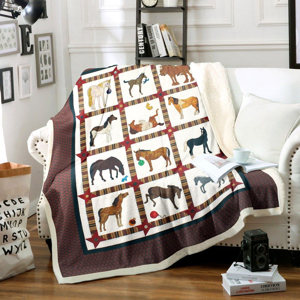 Horse Sherpa Fleece Blanket