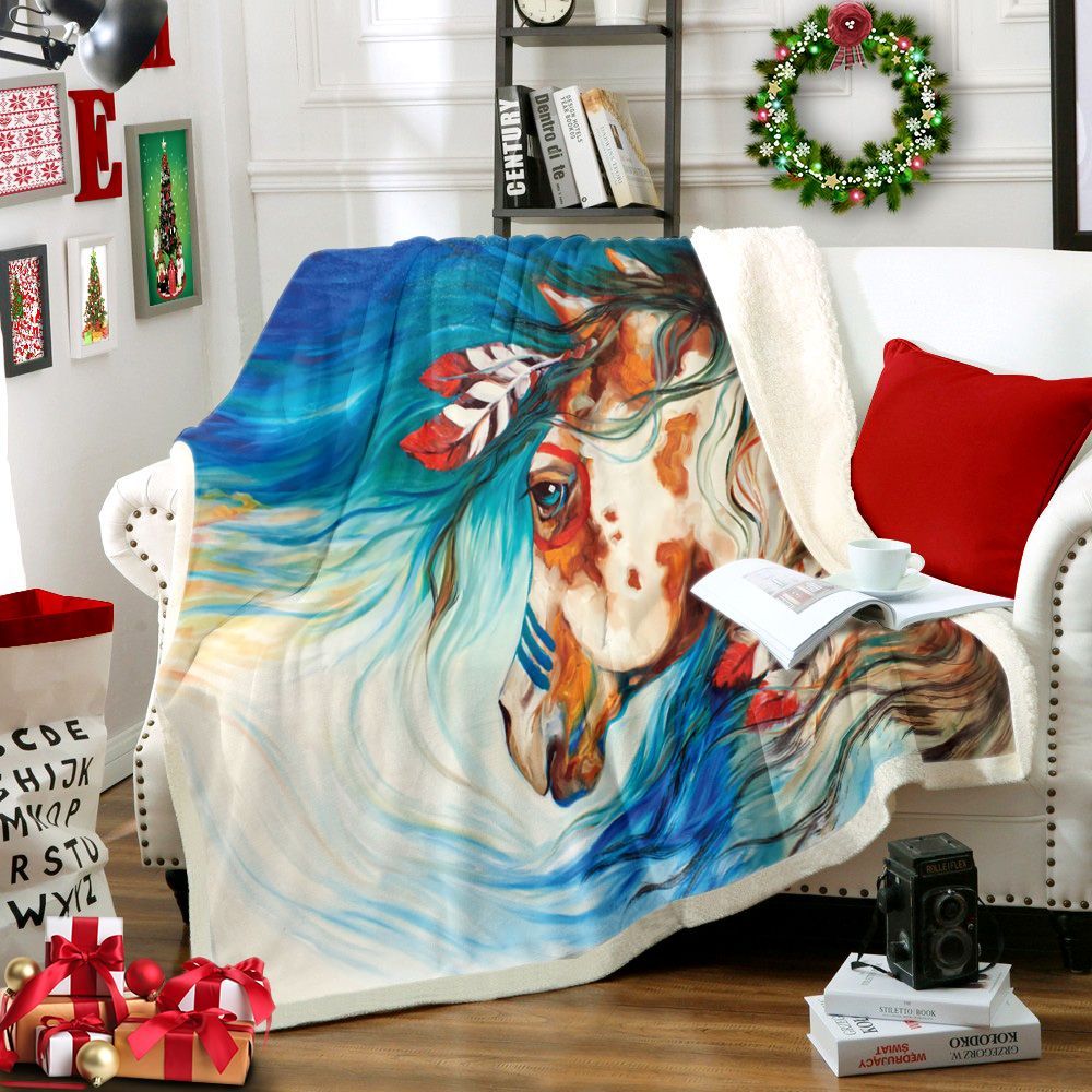 Horse Sherpa Fleece Blanket
