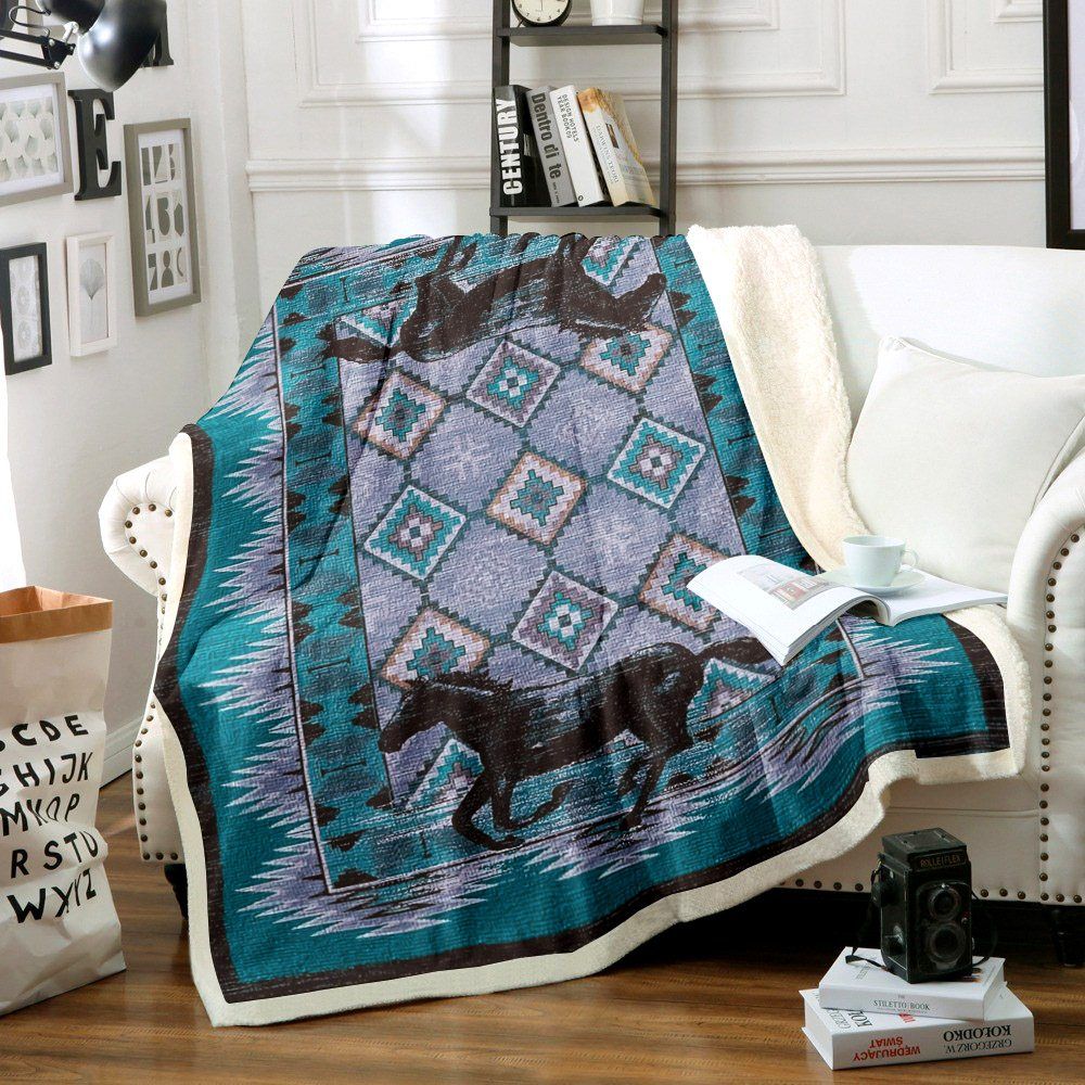 Horse Sherpa Fleece Blanket