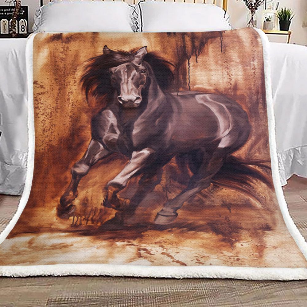 Horse Sherpa Fleece Blanket