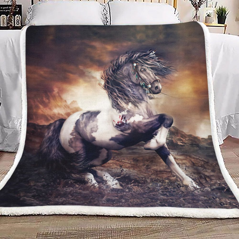 Horse Sherpa Fleece Blanket