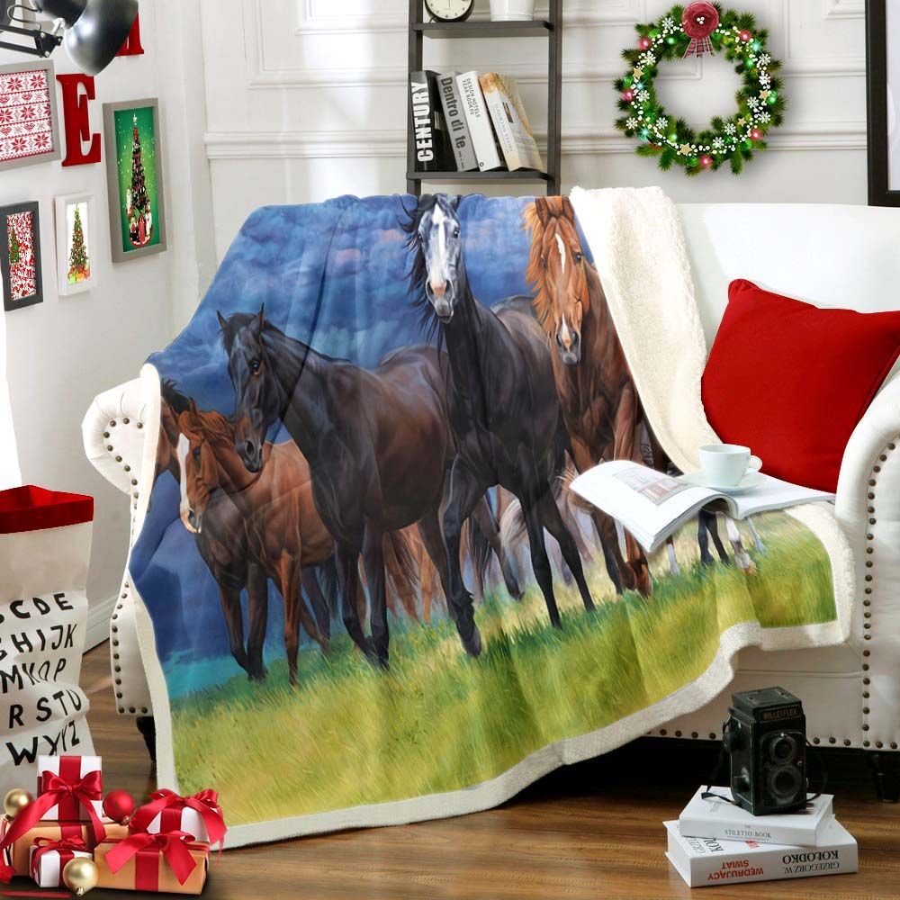 Horse Sherpa Fleece Blanket