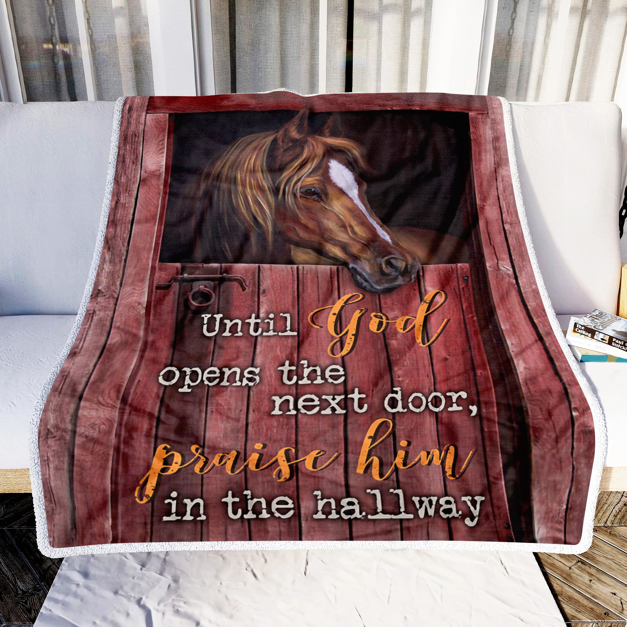Horse Until God Opens The Next Door Fleece Blanket