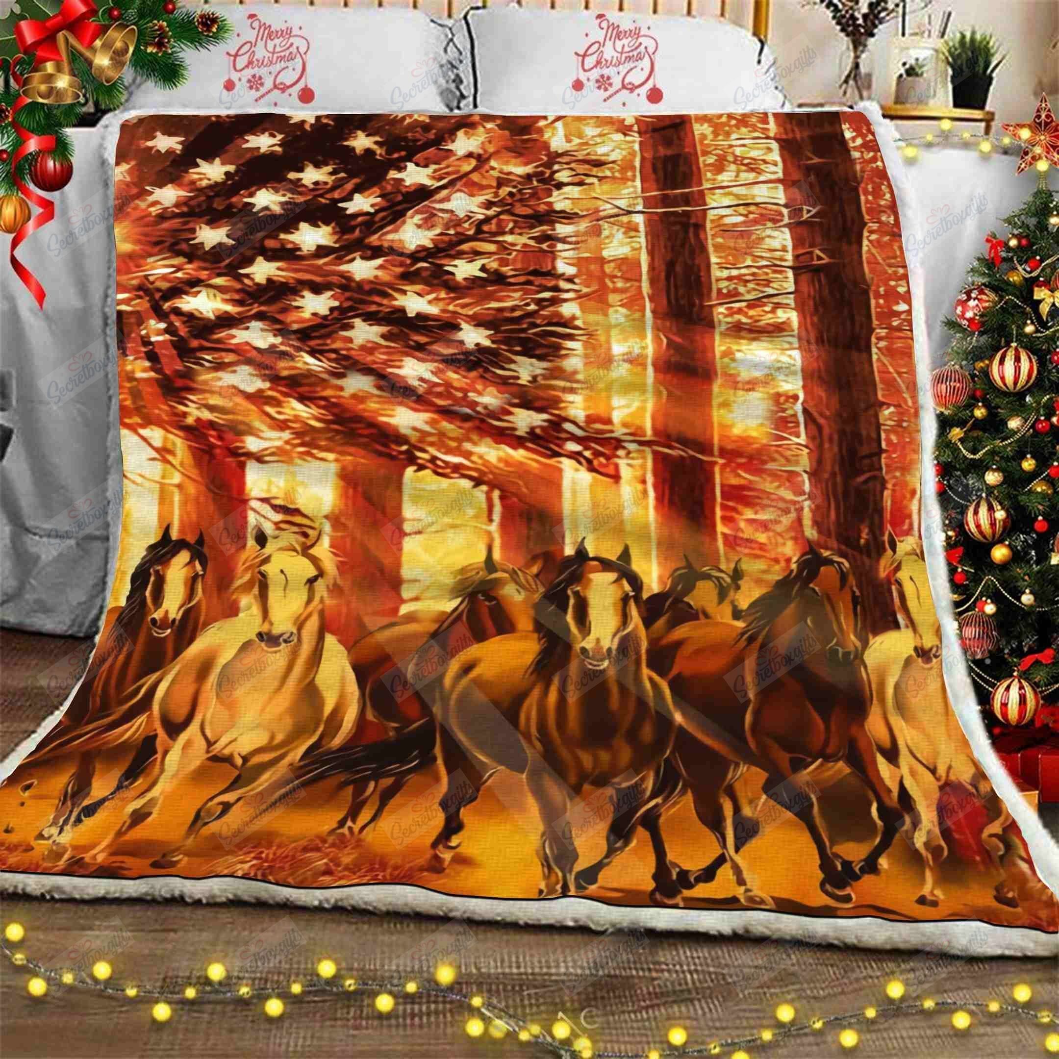 Horse Usa Fleece Blanket