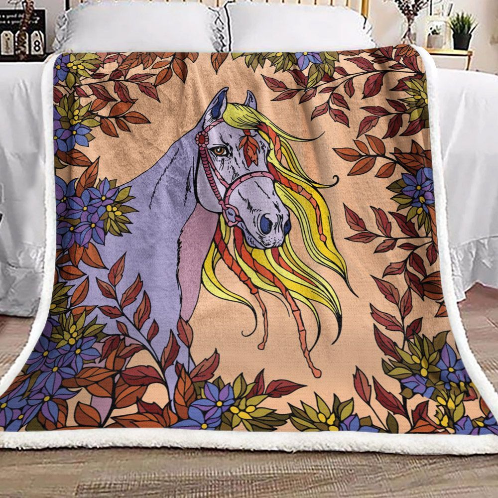 Horse Sherpa Fleece Blanket