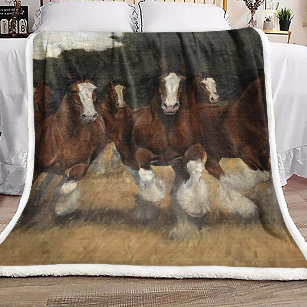 Horse Sherpa Fleece Blanket