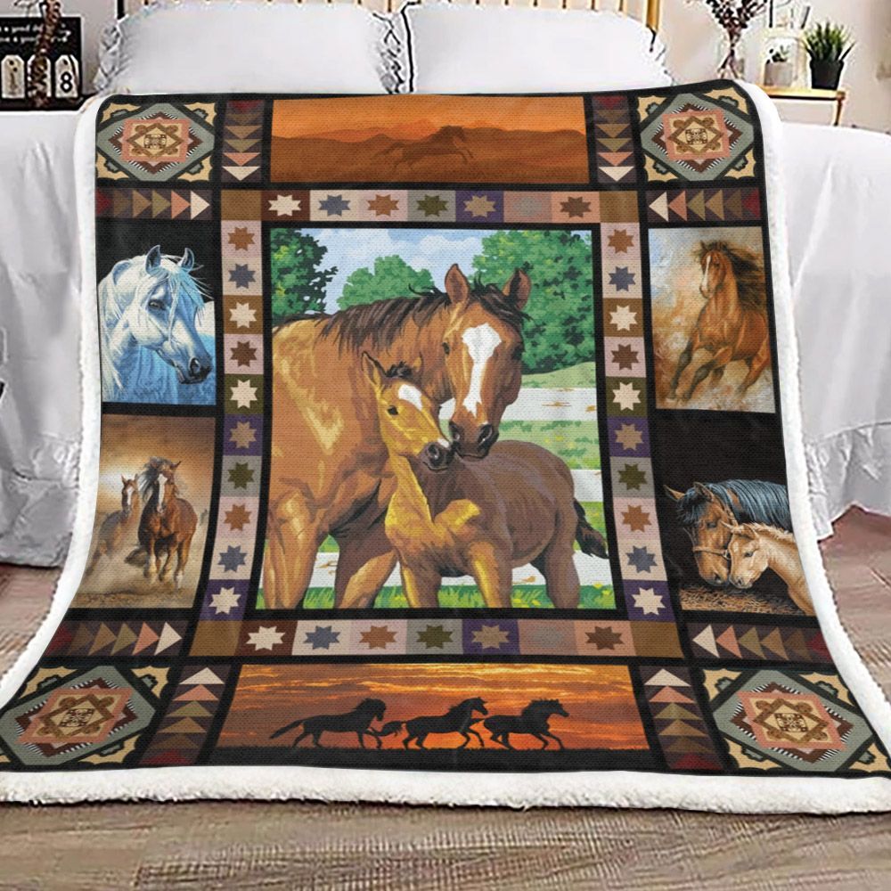 Horse Sherpa Fleece Blanket