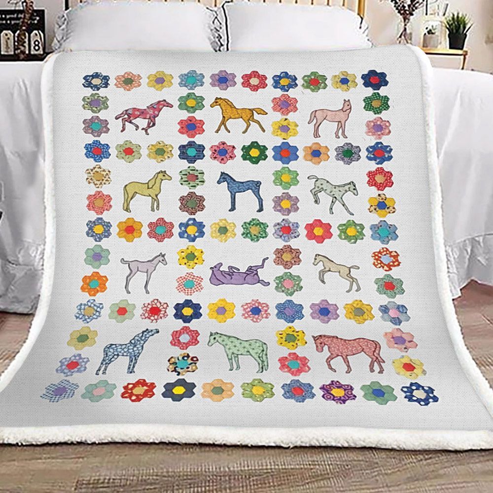 Horse Sherpa Fleece Blanket