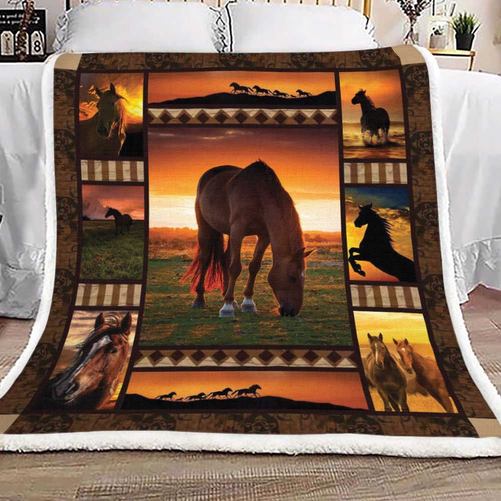 Horse Sherpa Fleece Blanket