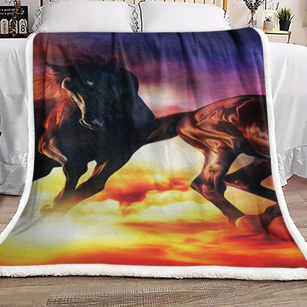 Horse Sherpa Fleece Blanket