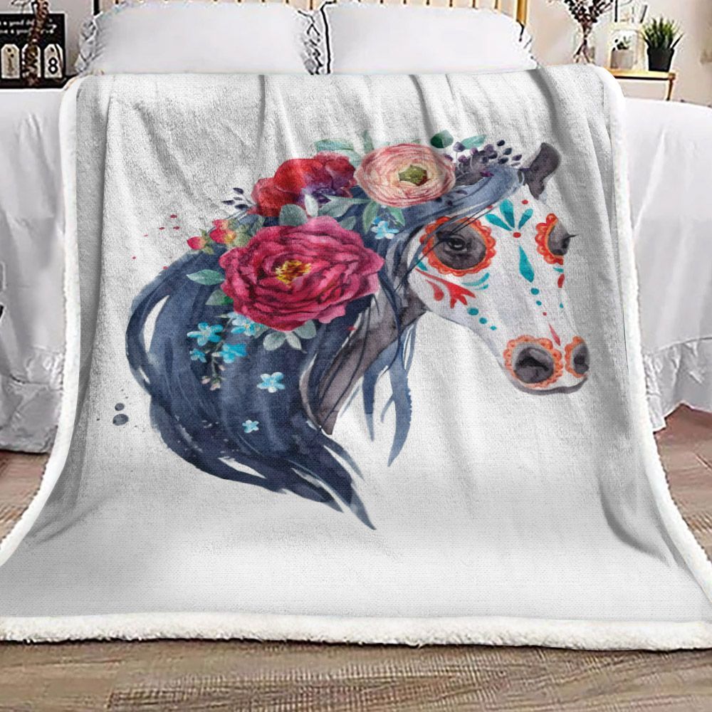 Horse Sherpa Fleece Blanket
