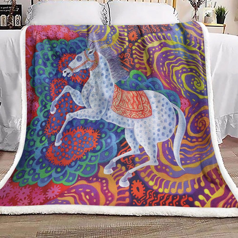 Horse Sherpa Fleece Blanket