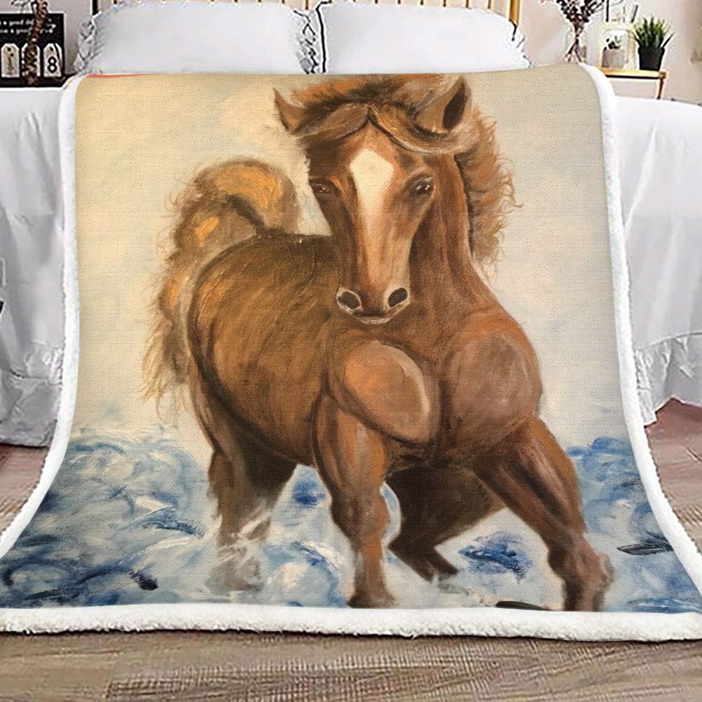 Horse Sherpa Fleece Blanket