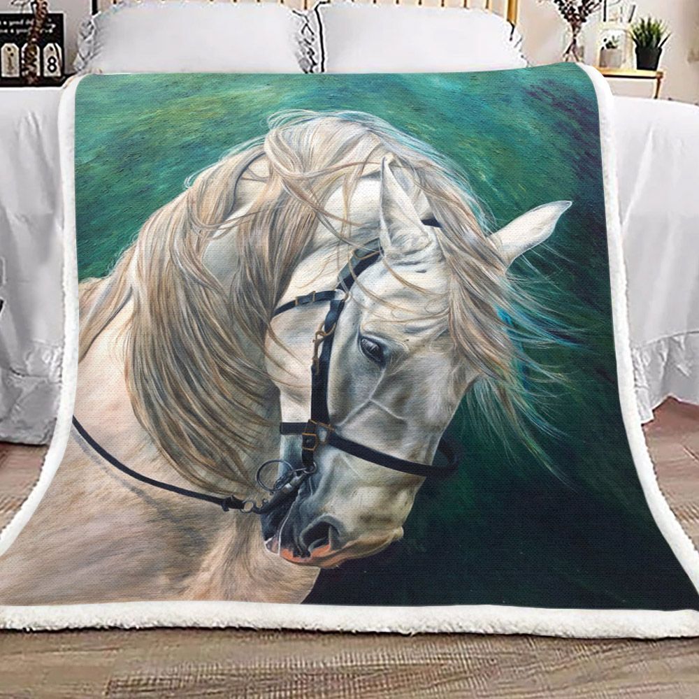 Horse Sherpa Fleece Blanket