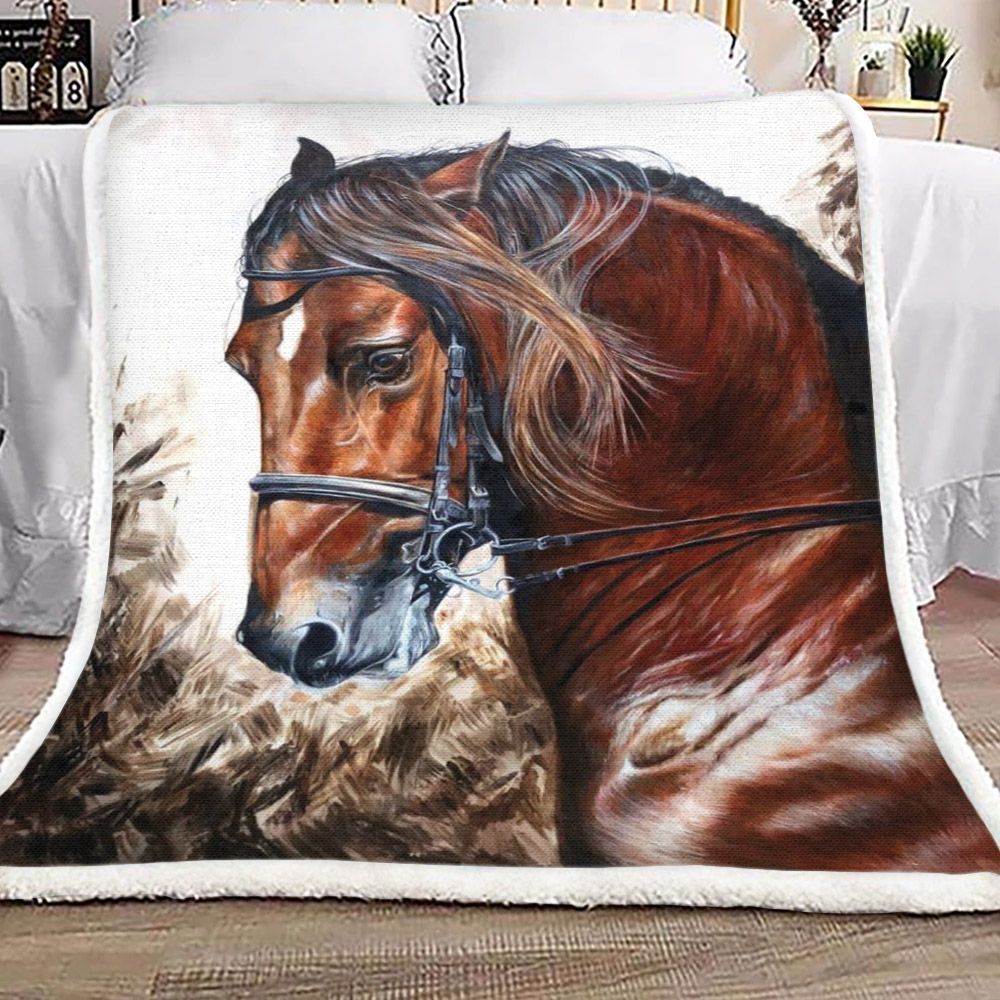 Horse Sherpa Fleece Blanket