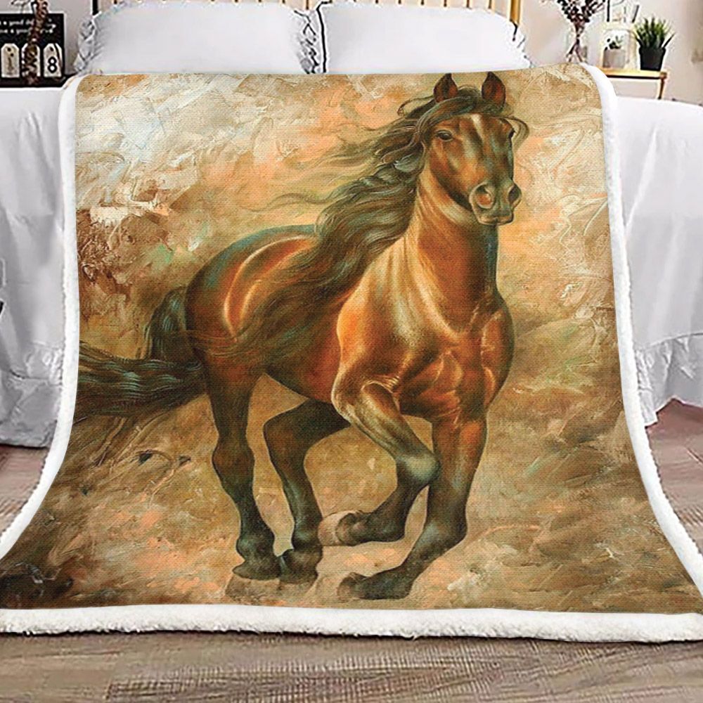 Horse Sherpa Fleece Blanket