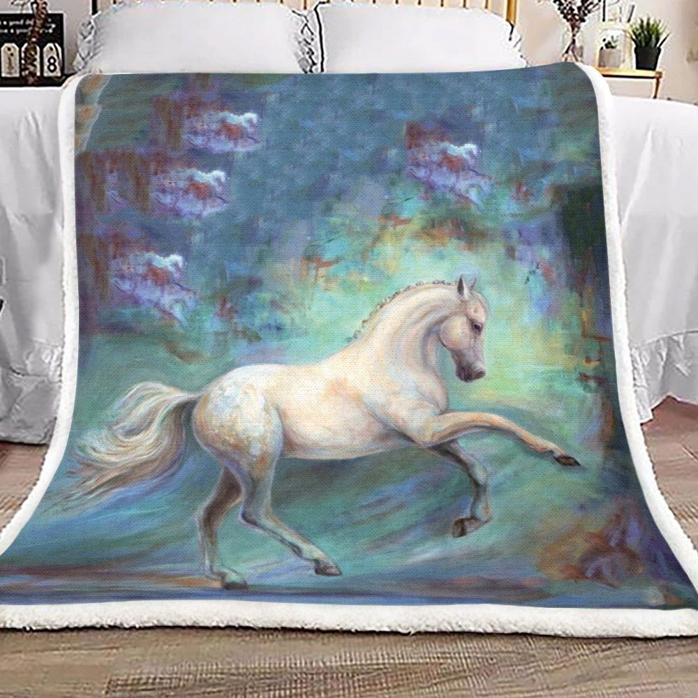 Horse Sherpa Fleece Blanket
