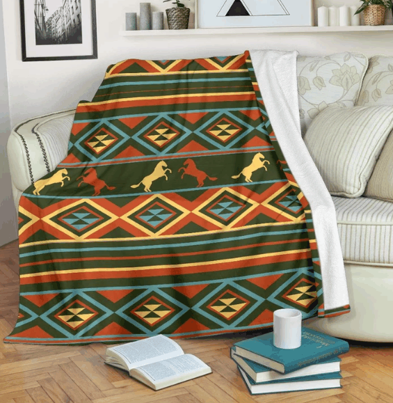 Horse Western Sherpa Fleece Blanket