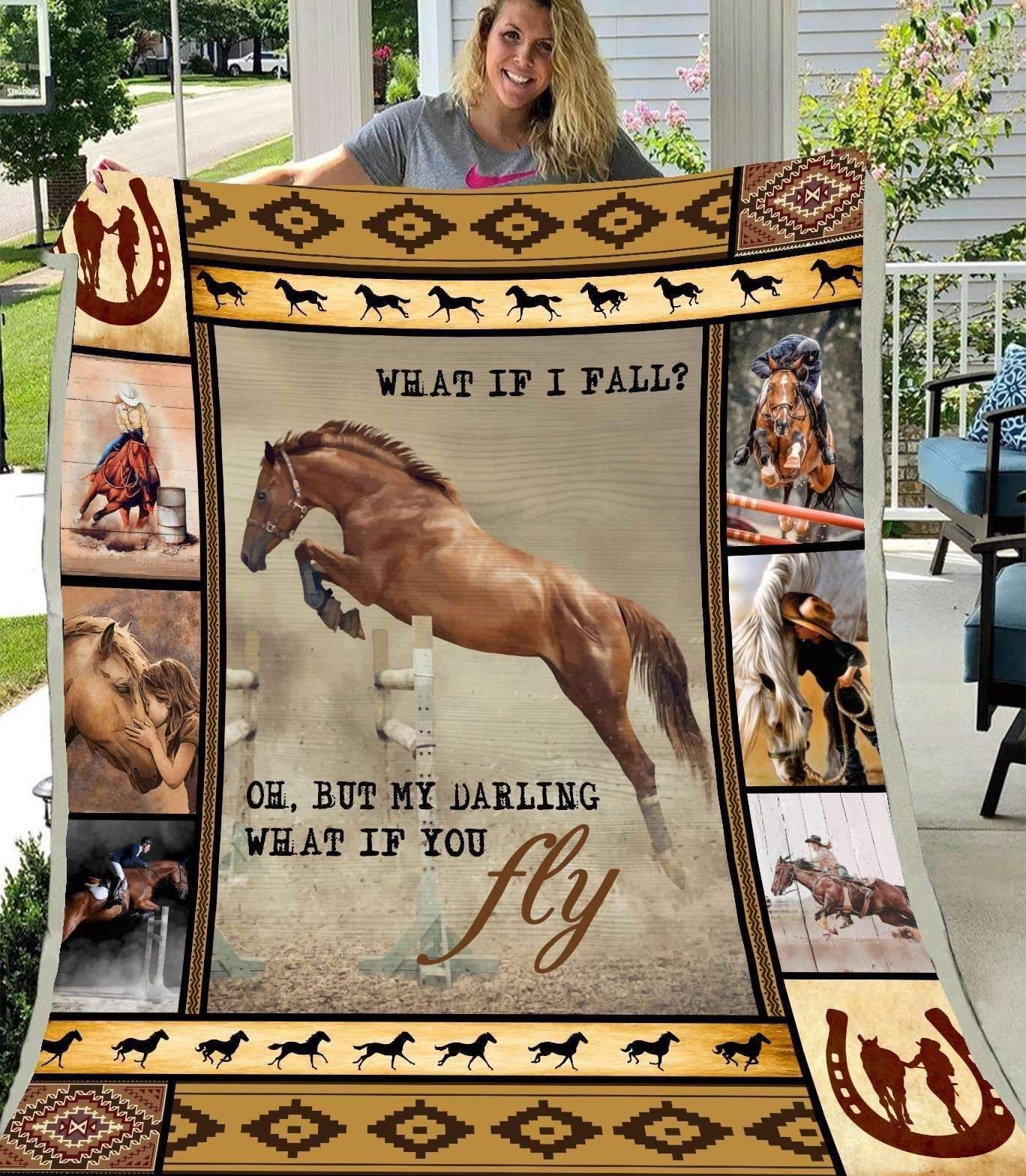 Horse What If You Fly Sherpa Fleece Blanket