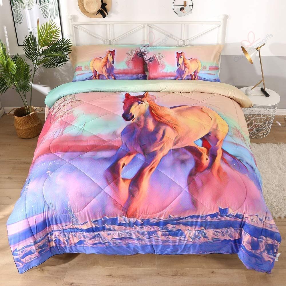 Horse White Horse Snow Bedding Set