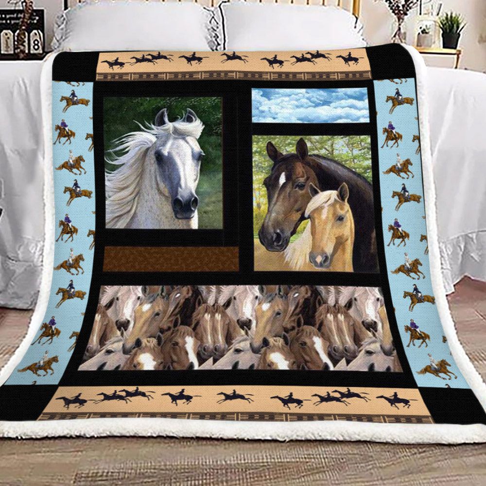 Horse Sherpa Fleece Blanket
